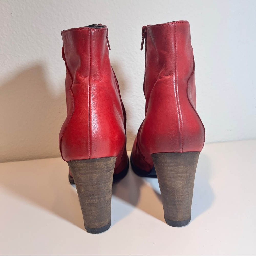 Miz Mooz Red Leather Button Ankle Boots - Picture 6 of 8